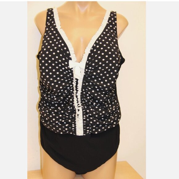 New Profile  by Gottex Swimsuit One 1 piece Plus size White Black - Picture 1 of 6